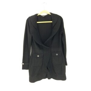 White House Black Market Tight Knit Pleated Edge Duster Cardigan Sweater Size M